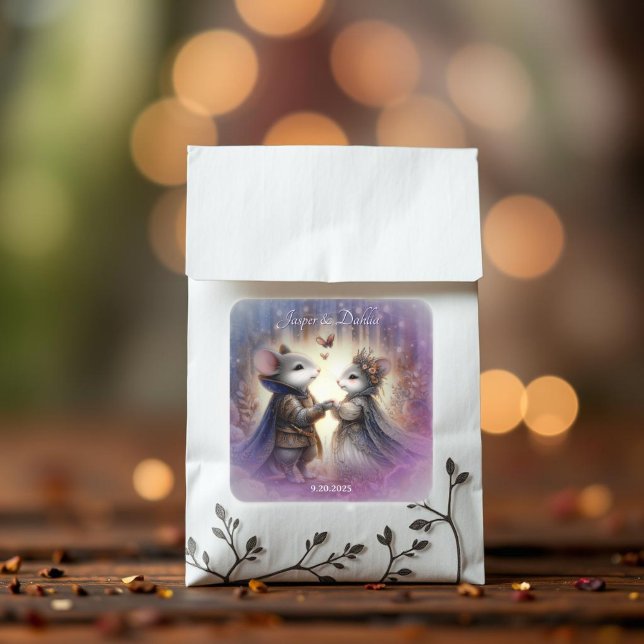 Zauberhafte Renaissance-Märchenwaldhochzeit Quadratischer Aufkleber (Von Creator hochgeladen)