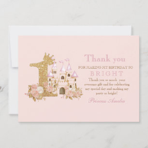 Zauberhafte Rosa Burg Dankeskarte