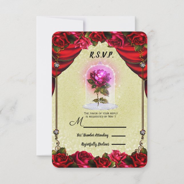 Zauberhafte Rose Gelb & Rote Rosen UAWG RSVP Karte (Vorderseite)