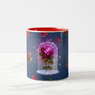 Zauberhafte Rote Rose Schönheit Geburtstagsparty Zweifarbige Tasse