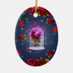 Zauberhafte Rote Rose Schönheit Keramikornament