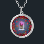 Zauberhafte Rote Rose Schönheit Versilberte Kette<br><div class="desc">Ausschnitt</div>