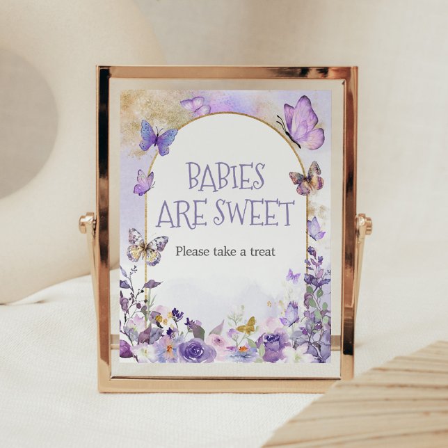 Zauberhafte Schmetterlingsbabys sind süß Poster (Enchanted Floral Butterfly Arch Baby Shower Babies are Sweet Sign)