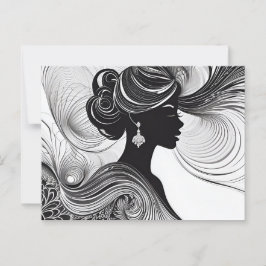 Zauberhafte Schwarze Moderne Schöne Frau Postkarte