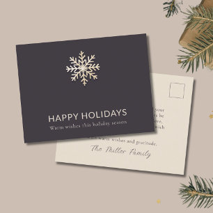 Zauberhafte Snowflake Happy Holidays Feiertagspostkarte