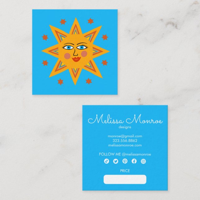 Zauberhafte Sonnenstrahlen, farbenfrohe CUSTOM-Hit Quadratische Visitenkarte (Vorne/Hinten)
