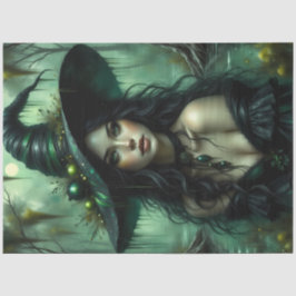 Zauberhafte Sumpfhexe in der Smaragdwaldfantasie Seidenpapier