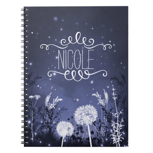 Zauberhafte Twilight Sky Stars & Foliage Journal Notizblock (Vorderseite)