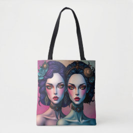 Zauberhafte Twin Sisters Portrait Tote Bag