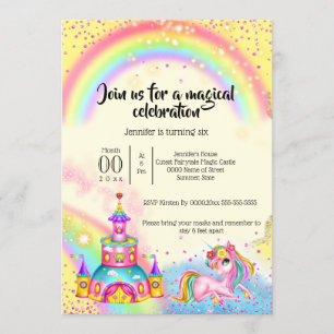 Zauberhafte, unicorn-Regenbogen-Himmel glänzender  Einladung