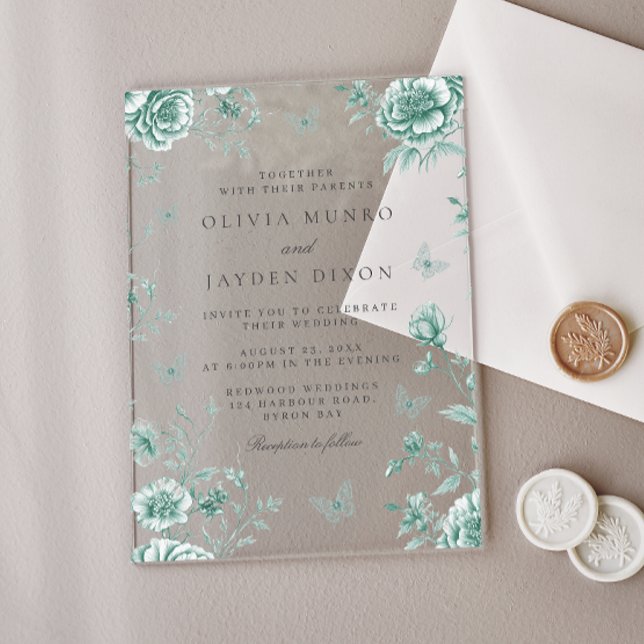 Zauberhafte Vintage Blumenzwiebelhochzeit Acryleinladungen (Von Creator hochgeladen)