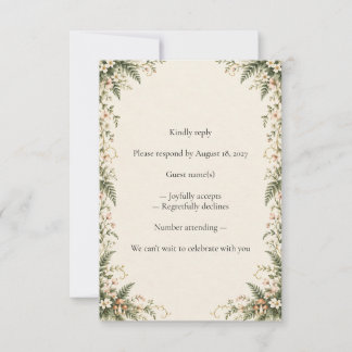 Zauberhafte Wald-Farn-Blumen-Hochzeits-Antwortkart RSVP Karte
