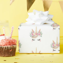 Zauberhafte Wasserfarbe Einhorn Gesicht Geburtstag Geschenkpapier