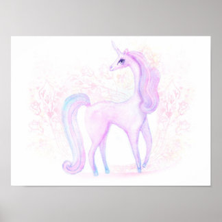 Zauberhafte Wasserfarbe Einhorn Kunst, Dichtung un Poster