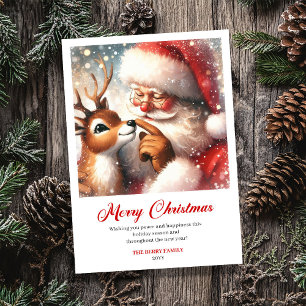 Zauberhafte Weihnachtskarte Santa Claus Rudolph Hu Feiertagskarte