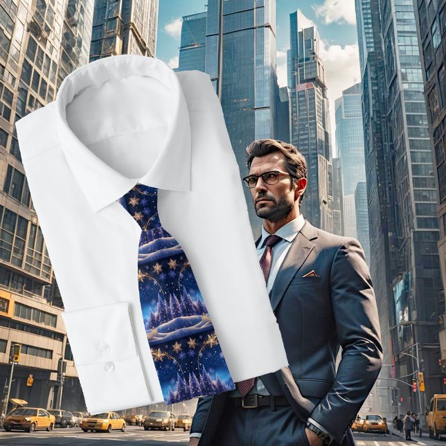 Zauberhafte Weihnachtszeit - goldene Schneeflocken Krawatte (Von Creator hochgeladen)