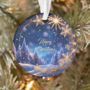 Zauberhafte Weihnachtszeit - goldene Schneeflocken Ornament