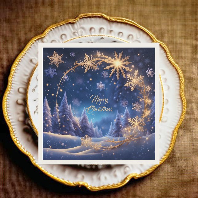 Zauberhafte Weihnachtszeit - goldene Schneeflocken Serviette (Von Creator hochgeladen)