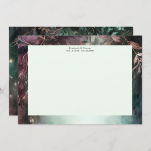 Zauberhafte Weinberge Gold Mauve Hochzeit Dankeskarte