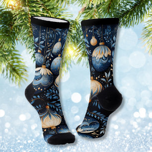 Zauberhafte Winterschmuck in Blau und Gold Socken