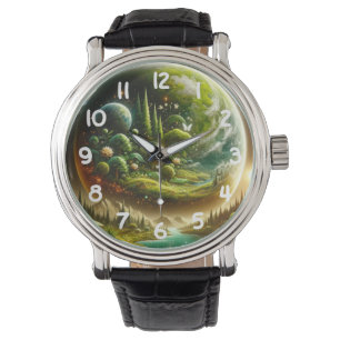 Zauberhafter Fantasieplan mit Himmelskunst Armbanduhr