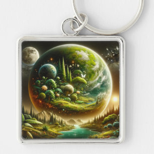 Zauberhafter Fantasieplan mit Himmelskunst Schlüsselanhänger