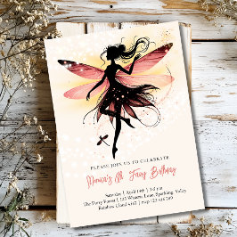 Zauberhafter Fee Silhouette Kindergeburtstag Einladung