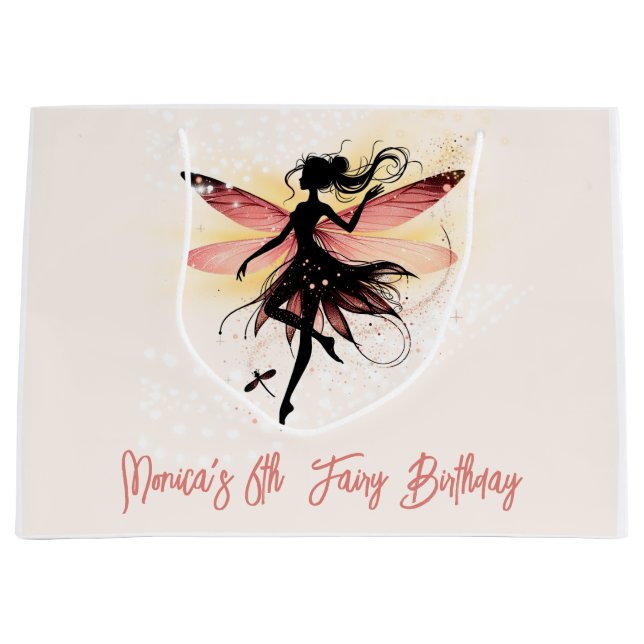 Zauberhafter Fee Silhouette Kindergeburtstag Große Geschenktüte (Vorderseite)