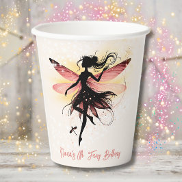 Zauberhafter Fee Silhouette Kindergeburtstag Pappbecher