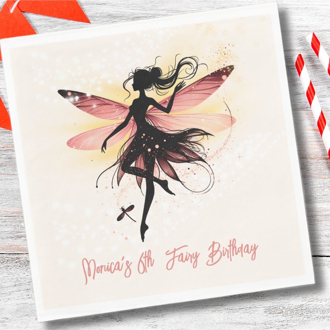 Zauberhafter Fee Silhouette Kindergeburtstag Serviette (Von Creator hochgeladen)