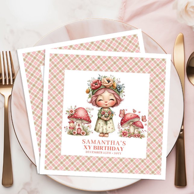 Zauberhafter Feengarten Whimsical Geburtstagsfeier Serviette (Magical Fairy Garden Whimsical Birthday Party Napkins)