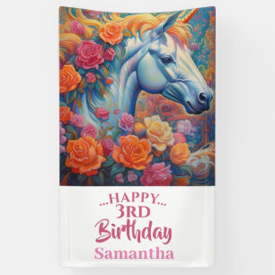 Zauberhafter, floraler Einhornbanner Banner