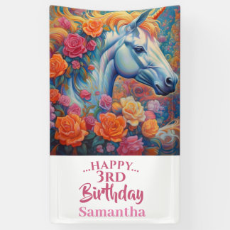 Zauberhafter, floraler Einhornbanner Banner