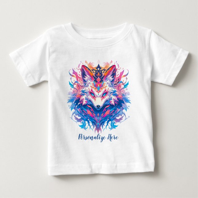 Zauberhafter Fox farbenfroh personalisieren Baby T-shirt (Vorderseite)