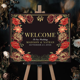 Zauberhafter Garten Blumenhochzeits-Willkommenssch Poster
