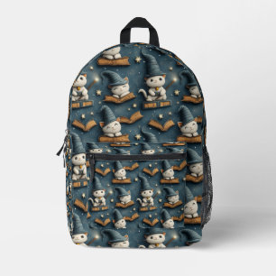 Zauberhafter Katzen-Strickmustern mit Büchern und  Bedruckter Rucksack