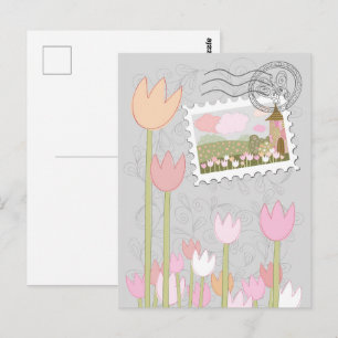 Zauberhafter märchenhafter Dorfgarten Postkarte