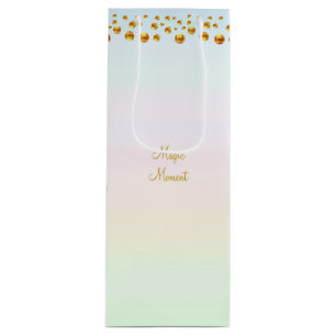 Zauberhafter Moment & Goldene Konfetti Geschenktüte Für Weinflaschen