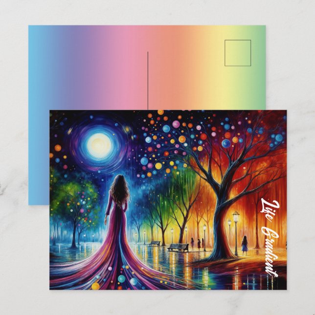 Zauberhafter Nachthimmel mit leuchtenden orbfarben Postkarte (Vorne/Hinten)