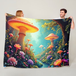 Zauberhafter Pilzwaldtraum Fleecedecke