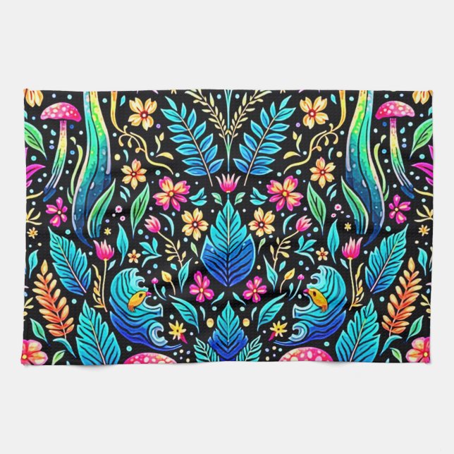 Zauberhafter Pilzwaldtraum Geschirrtuch (Horizontal)