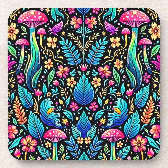 Zauberhafter Pilzwaldtraum Getränkeuntersetzer (Vorderseite)