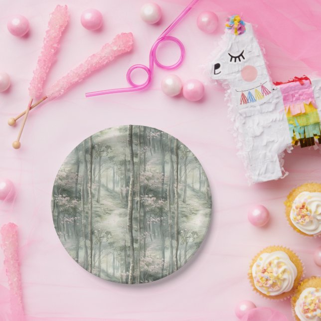 Zauberhafter Rosa Blumengarten Pappteller (Party)