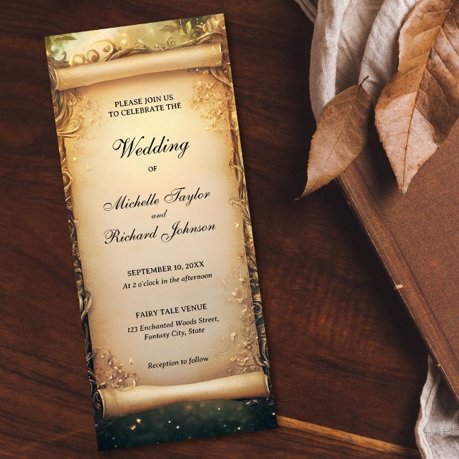 Zauberhafter Wald Fairy Tale Hochzeitscroll Einladung (enchanted forest scroll wedding invitation)
