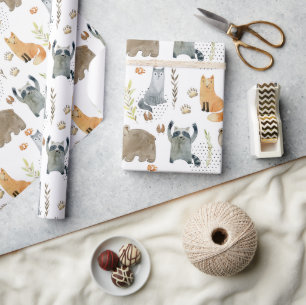 Zauberhafter Waldtier-Baby-Shower-Geschenk Geschenkpapier