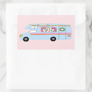 Zauberhafter Weihnachts-Camper Vintage-Wohnmobil W Rechteckiger Aufkleber