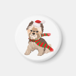 Zauberhafter Weihnachts-Yorkie mit Santa-Mütze Mag Magnet
