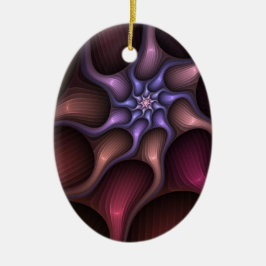 Zauberhaftes Abstrakt gestreiftes farbiges Fraktal Keramik Ornament