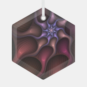 Zauberhaftes Abstrakt gestreiftes farbiges Fraktal Ornament Aus Glas