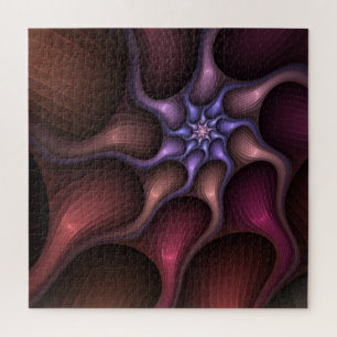 Zauberhaftes Abstrakt gestreiftes farbiges Fraktal Puzzle